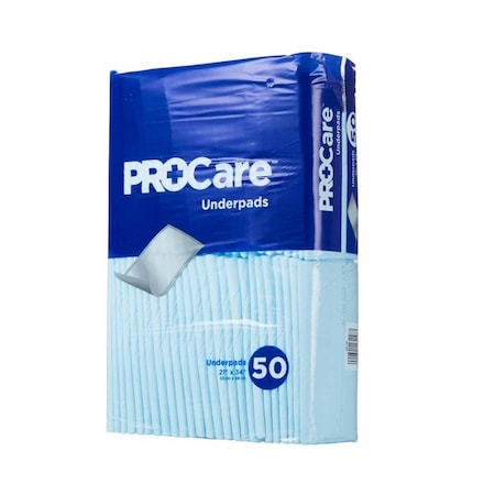 Procare Disposable Underpad 21 X 34 Inch Fluff Light Absorbency, 50PK CRF-150